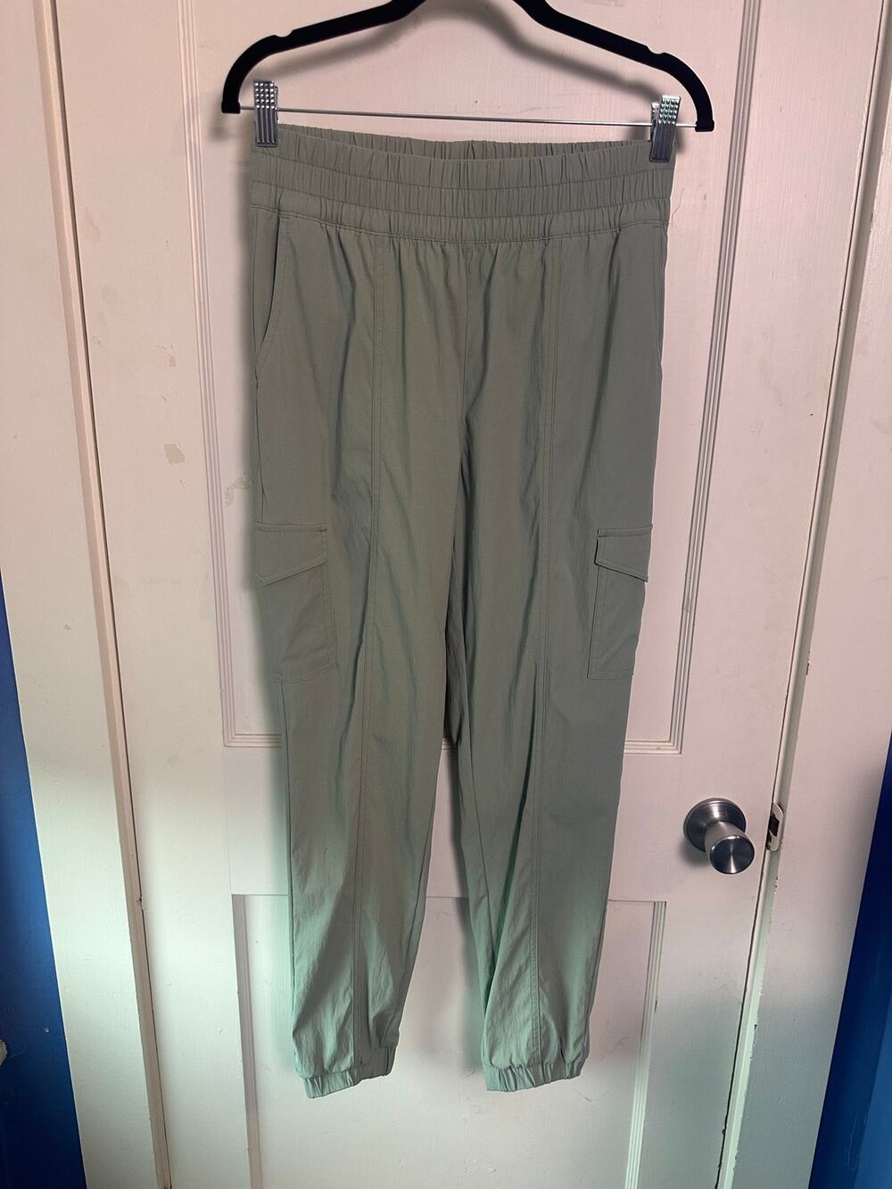 Yogalicious High-Waisted Cargo Joggers, Sage Green, Medium